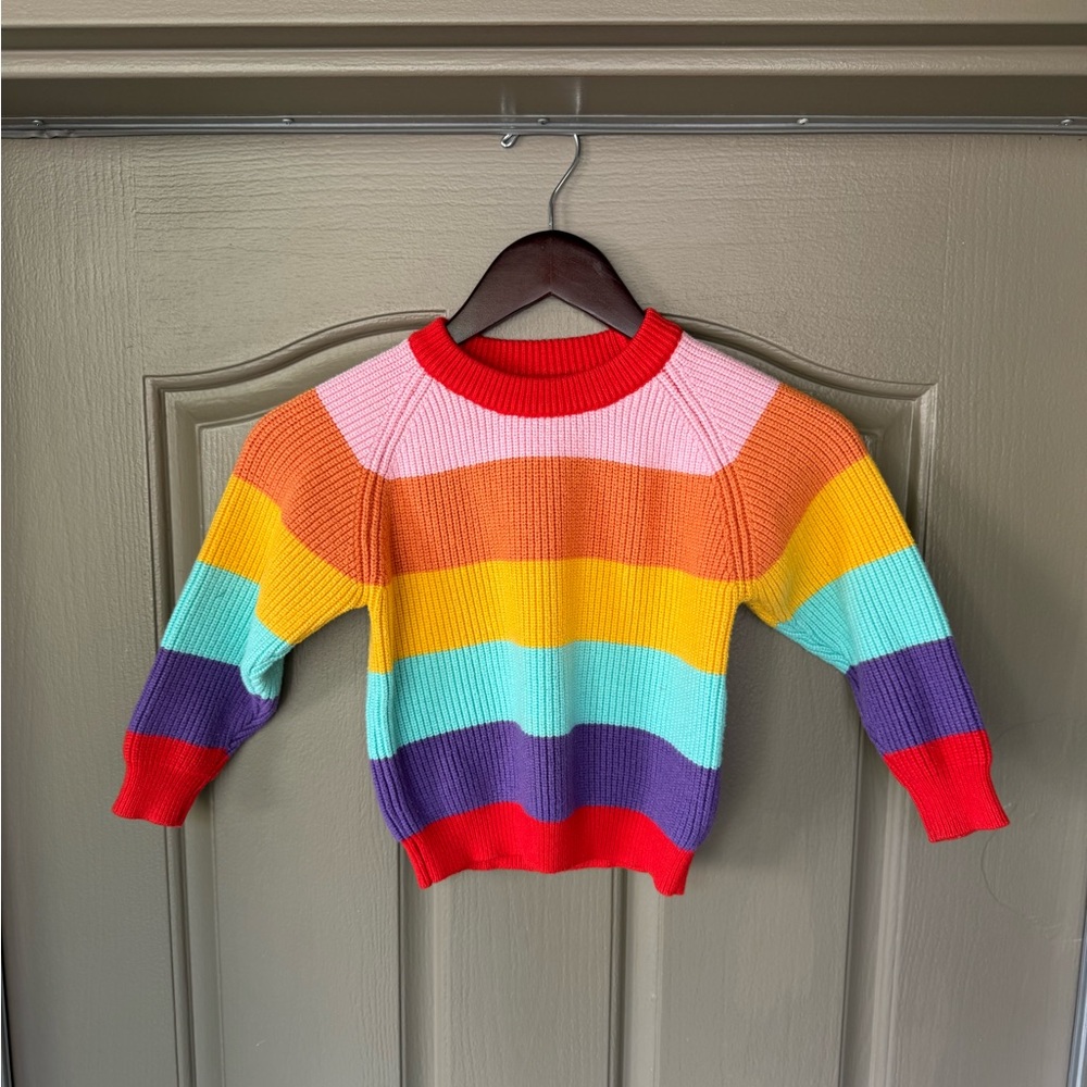 Kids Rainbow Stripe Knit Sweater - size 6 or 7 - Similar to Frugi